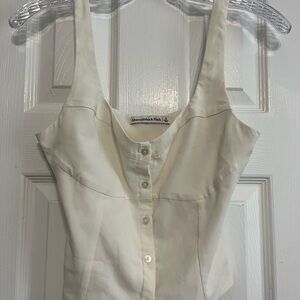 Abercrombie & Fitch Women's Ivory Button-Up Top